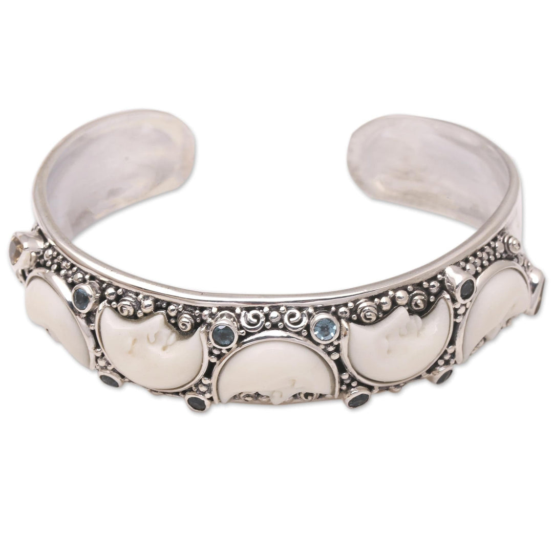 Blue Topaz and Citrine Cuff Bracelet - Moonlit Night