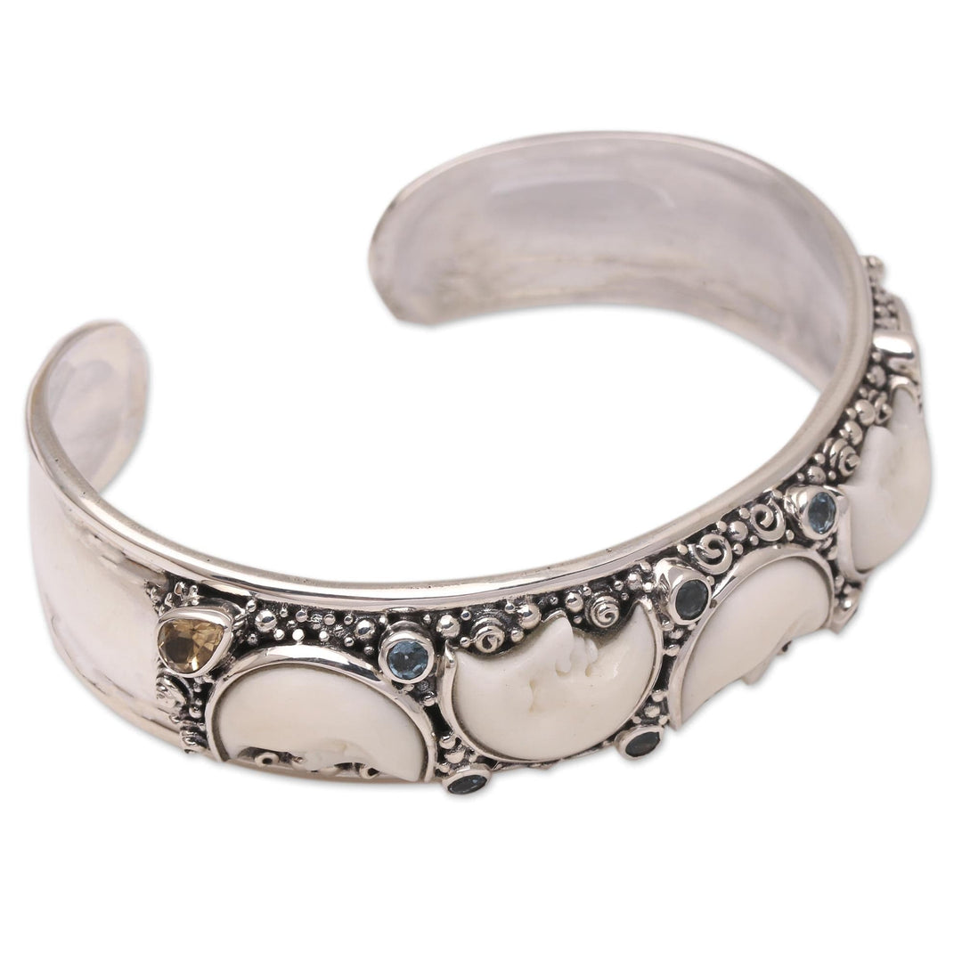 Blue Topaz and Citrine Cuff Bracelet - Moonlit Night