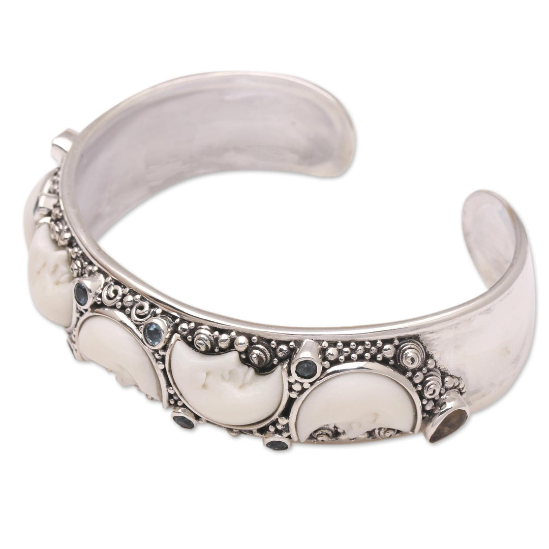 Blue Topaz and Citrine Cuff Bracelet - Moonlit Night