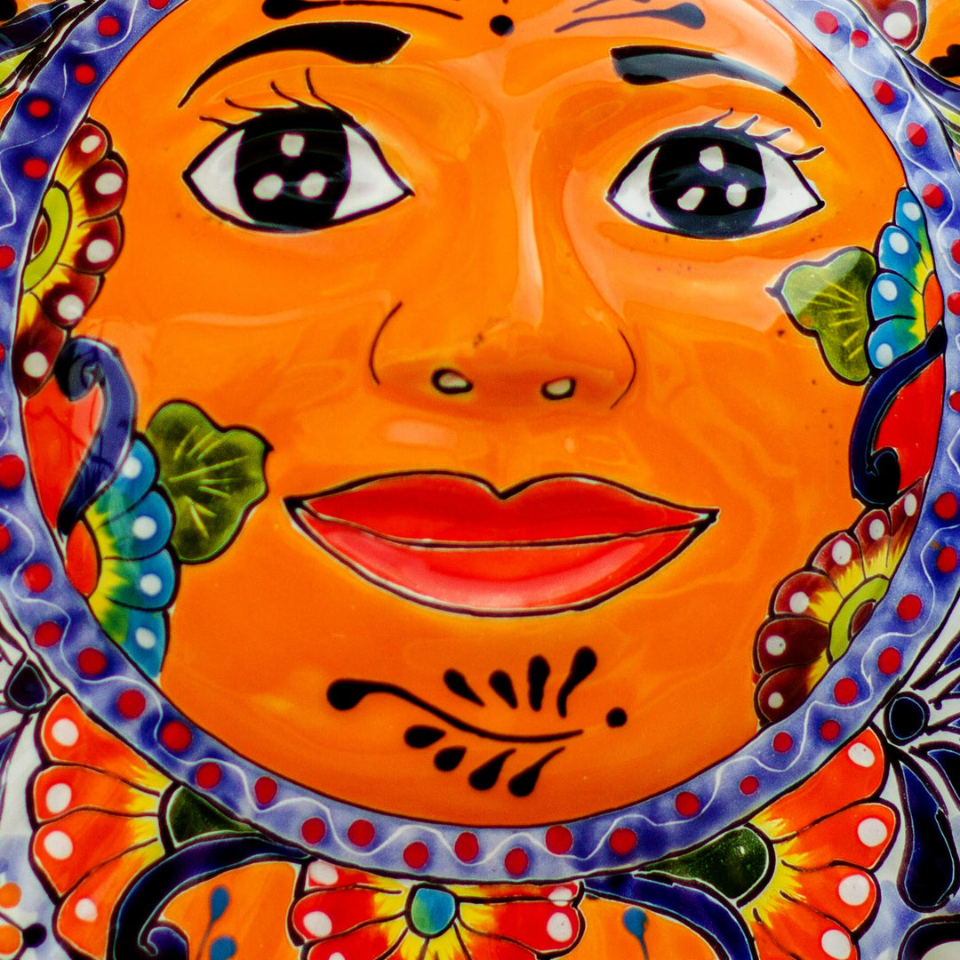 Hand-Painted Ceramic Sun Wall Sculpture from Mexico - Luz del Sol