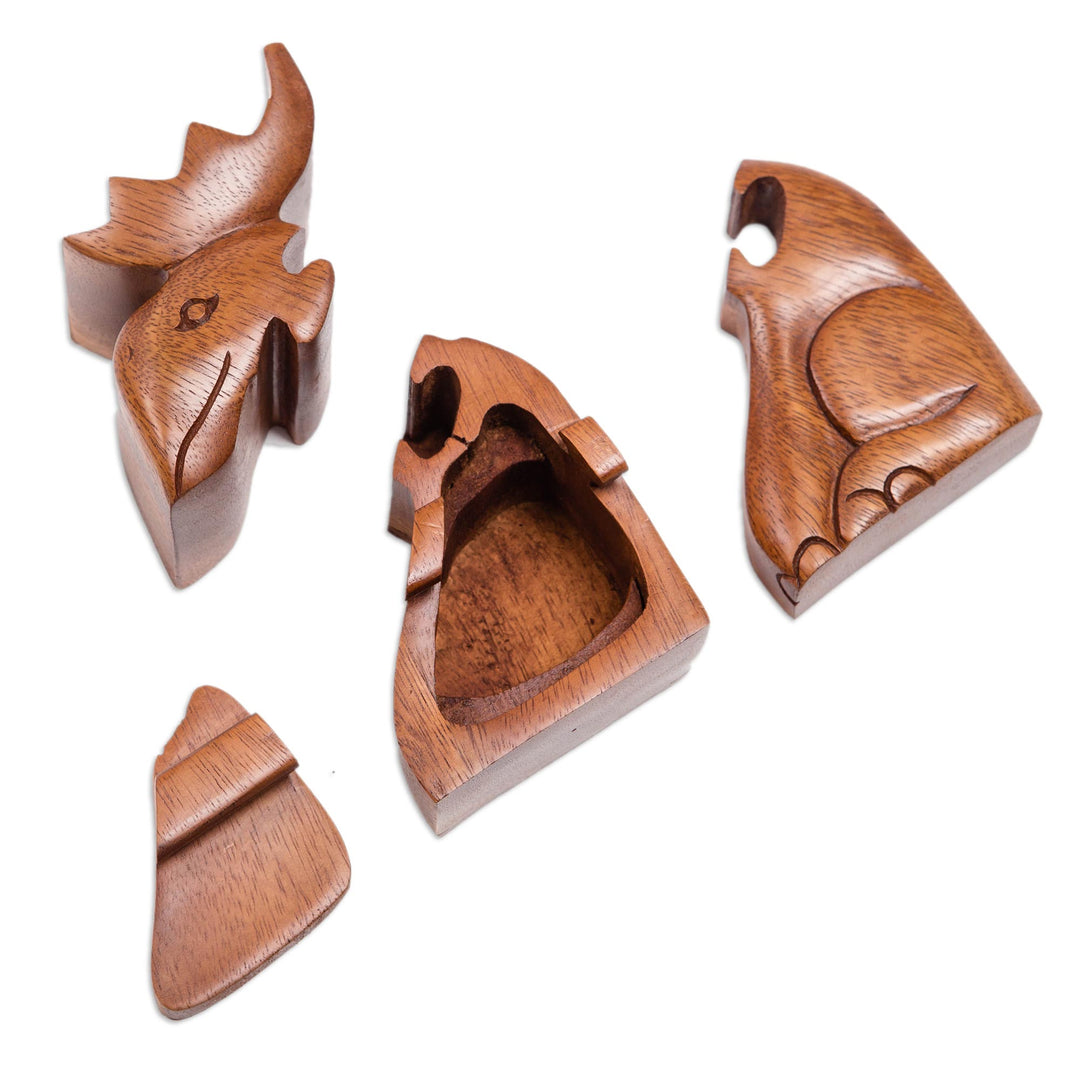 Decorative Wood Puzzle Box with Moose Motif - Lead the Charge