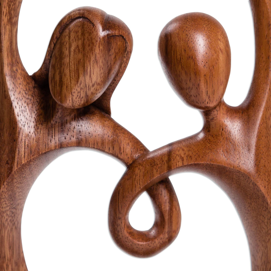 Romantic Suar Wood Statuette from Bali - Happier Dancing