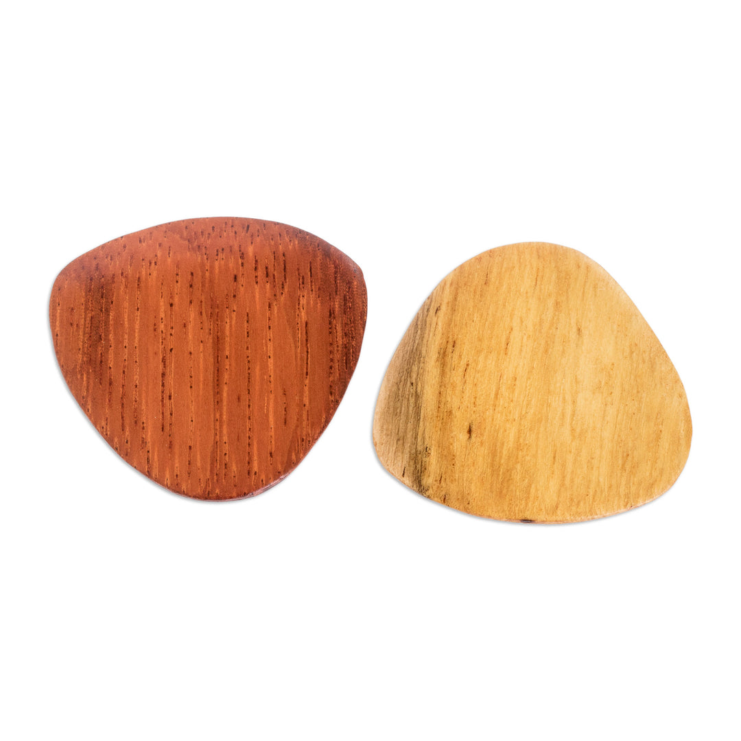 Reclaimed Natural Tropical Wood Guitar Picks (Pair) - Eco-Beat