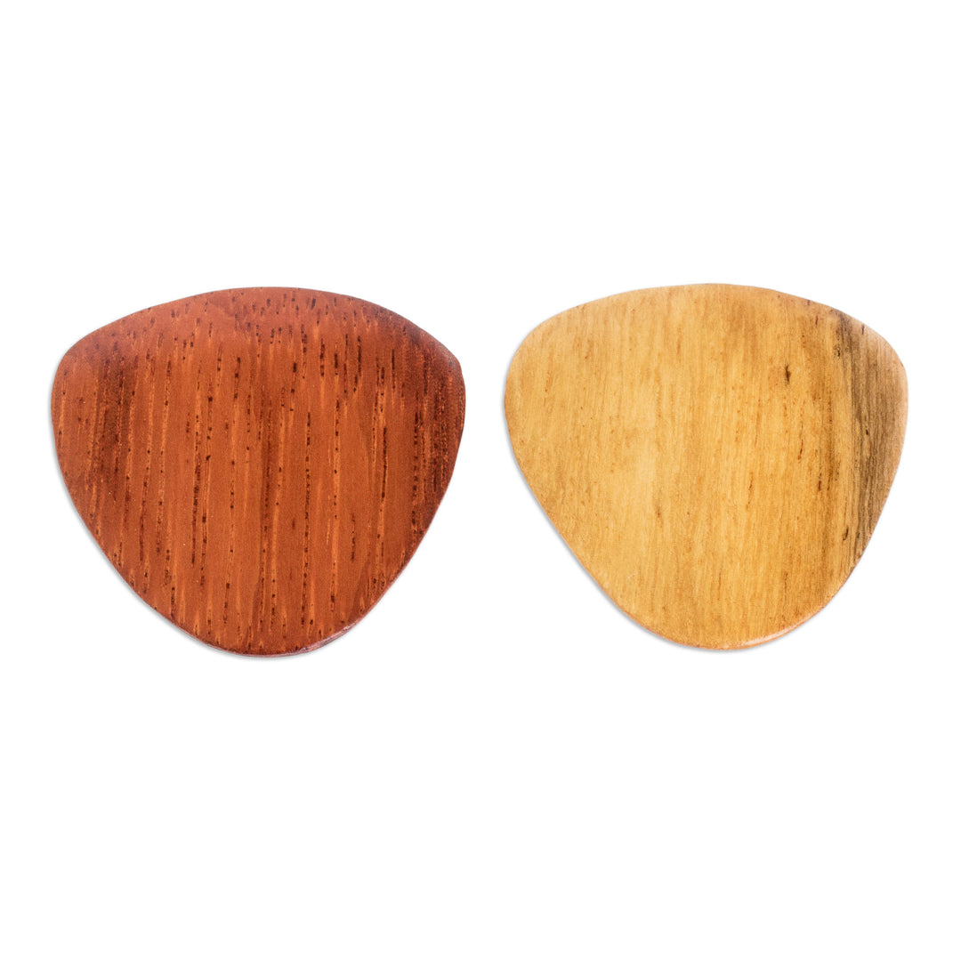 Reclaimed Natural Tropical Wood Guitar Picks (Pair) - Eco-Beat
