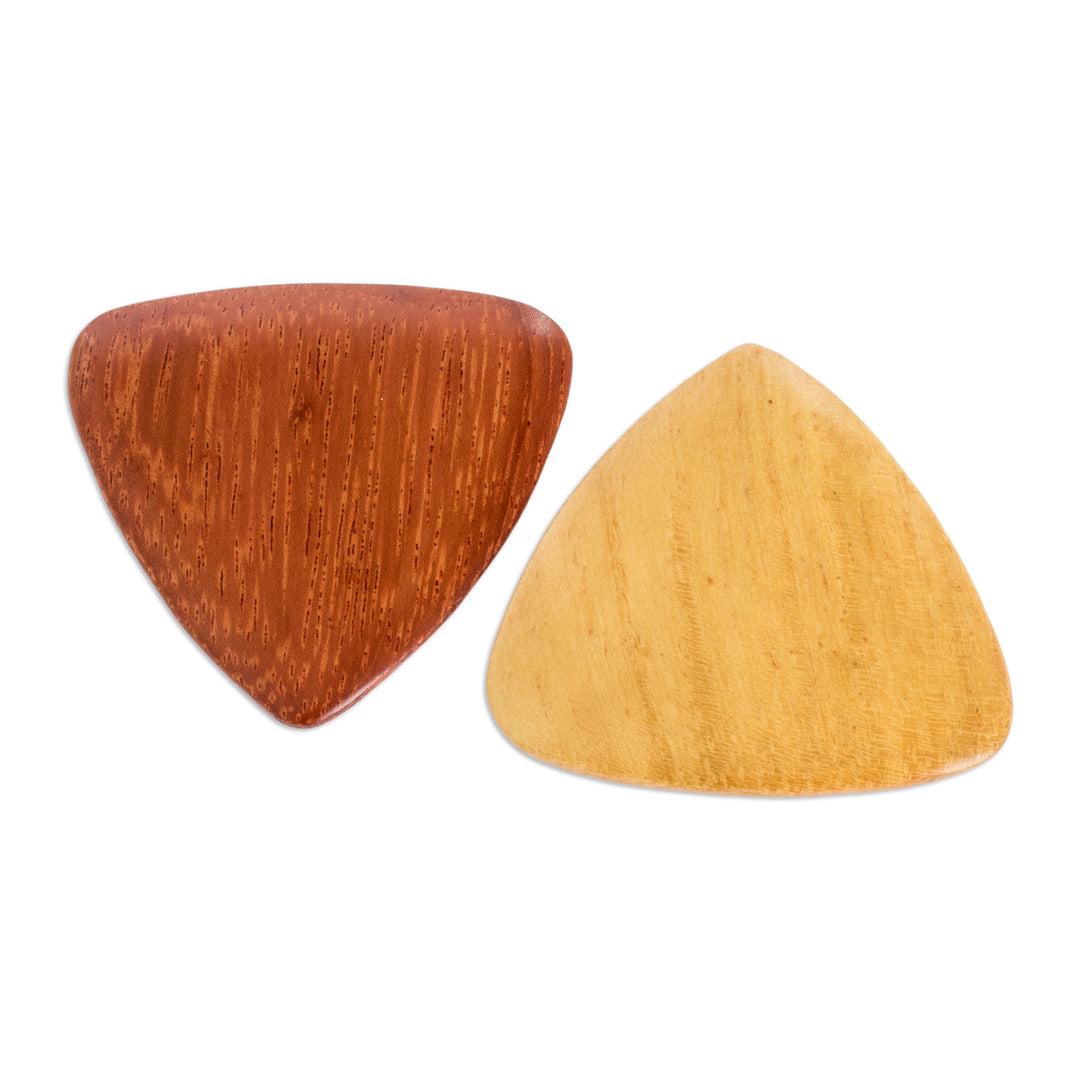 Reclaimed Estoraque and Cypress Wood Guitar Picks (Pair) - Eco Song