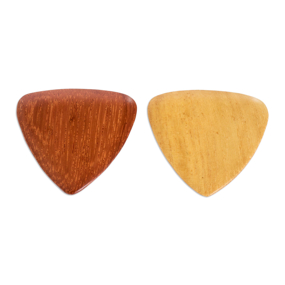 Reclaimed Estoraque and Cypress Wood Guitar Picks (Pair) - Eco Song