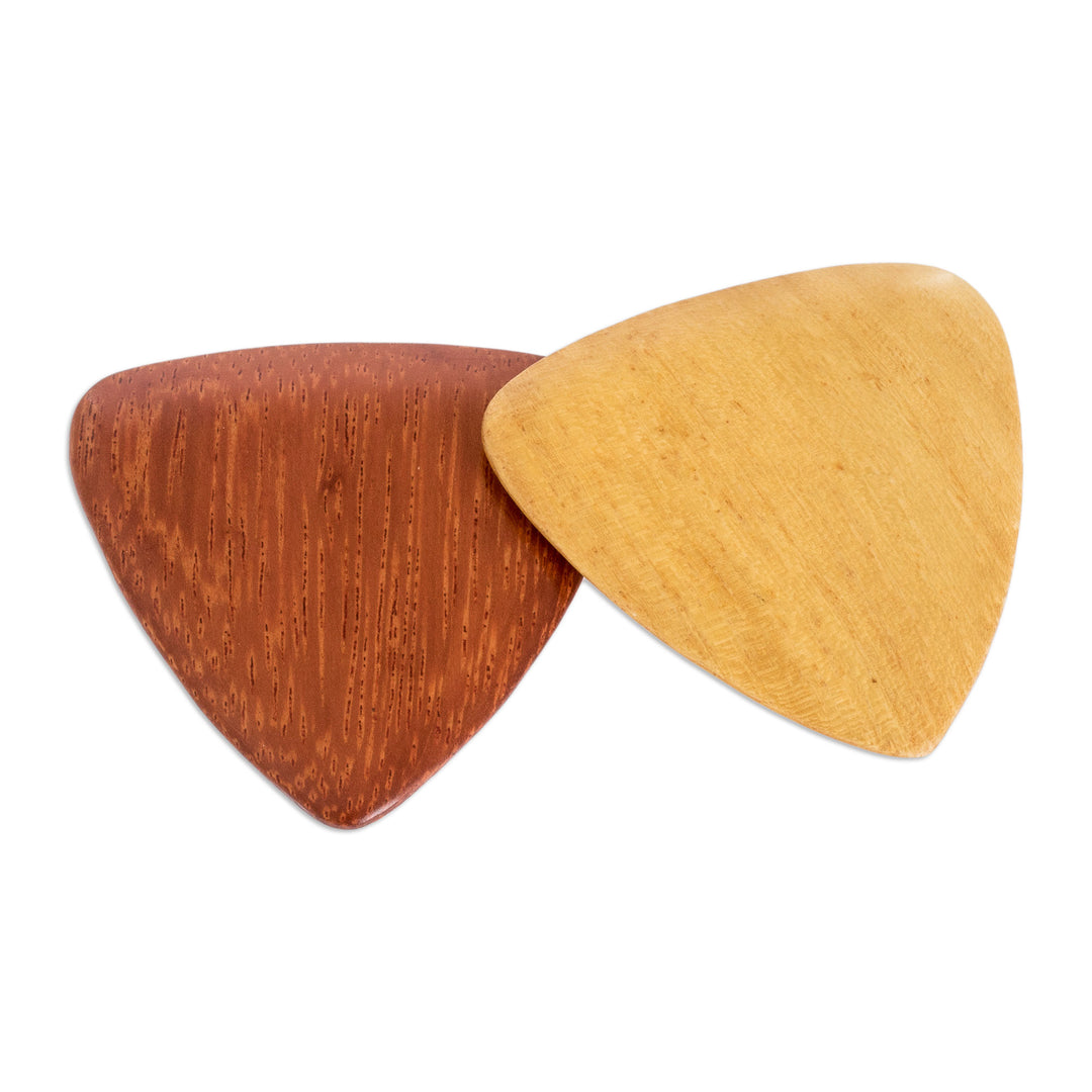 Reclaimed Estoraque and Cypress Wood Guitar Picks (Pair) - Eco Song
