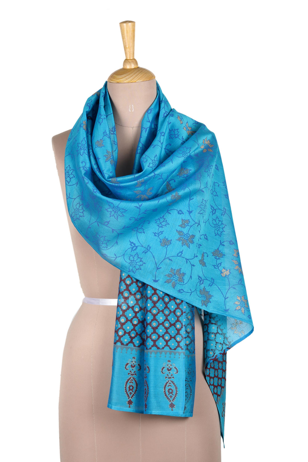 Hand-Woven Cotton and Silk Shawl from India - Sacred Sea