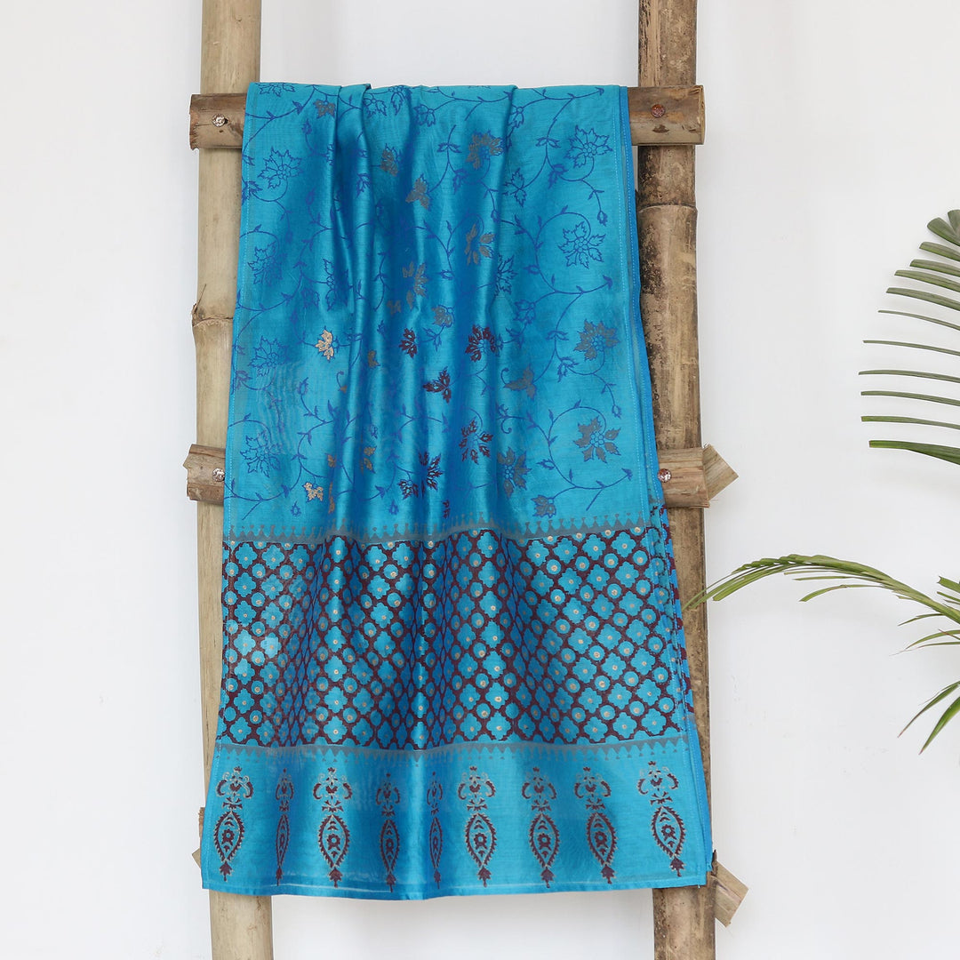 Hand-Woven Cotton and Silk Shawl from India - Sacred Sea