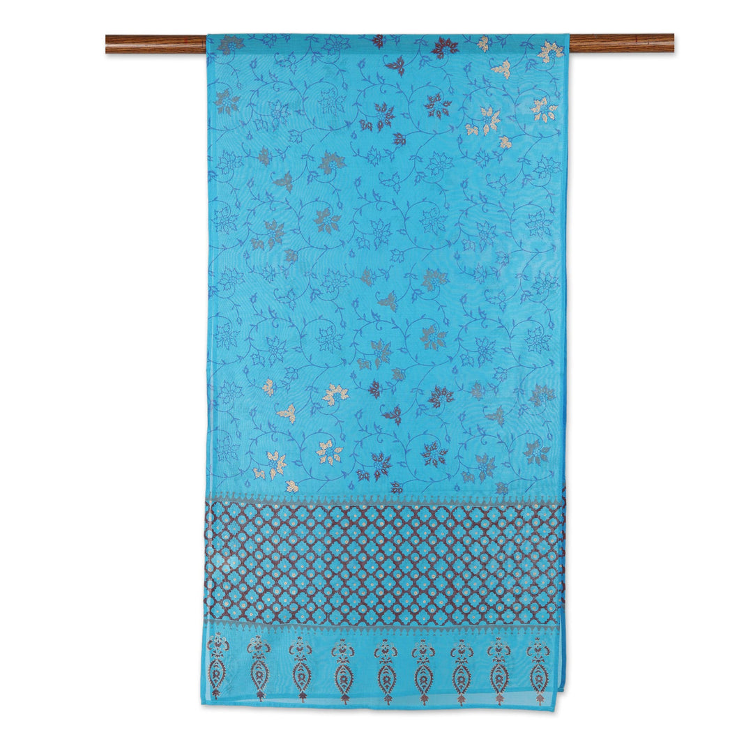 Hand-Woven Cotton and Silk Shawl from India - Sacred Sea