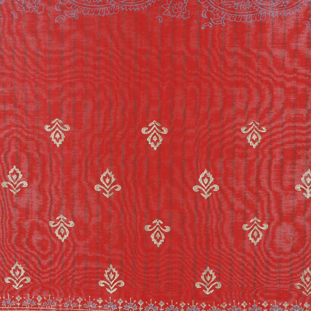 Block-Printed Cotton and Silk Shawl from India - Eternal Flame