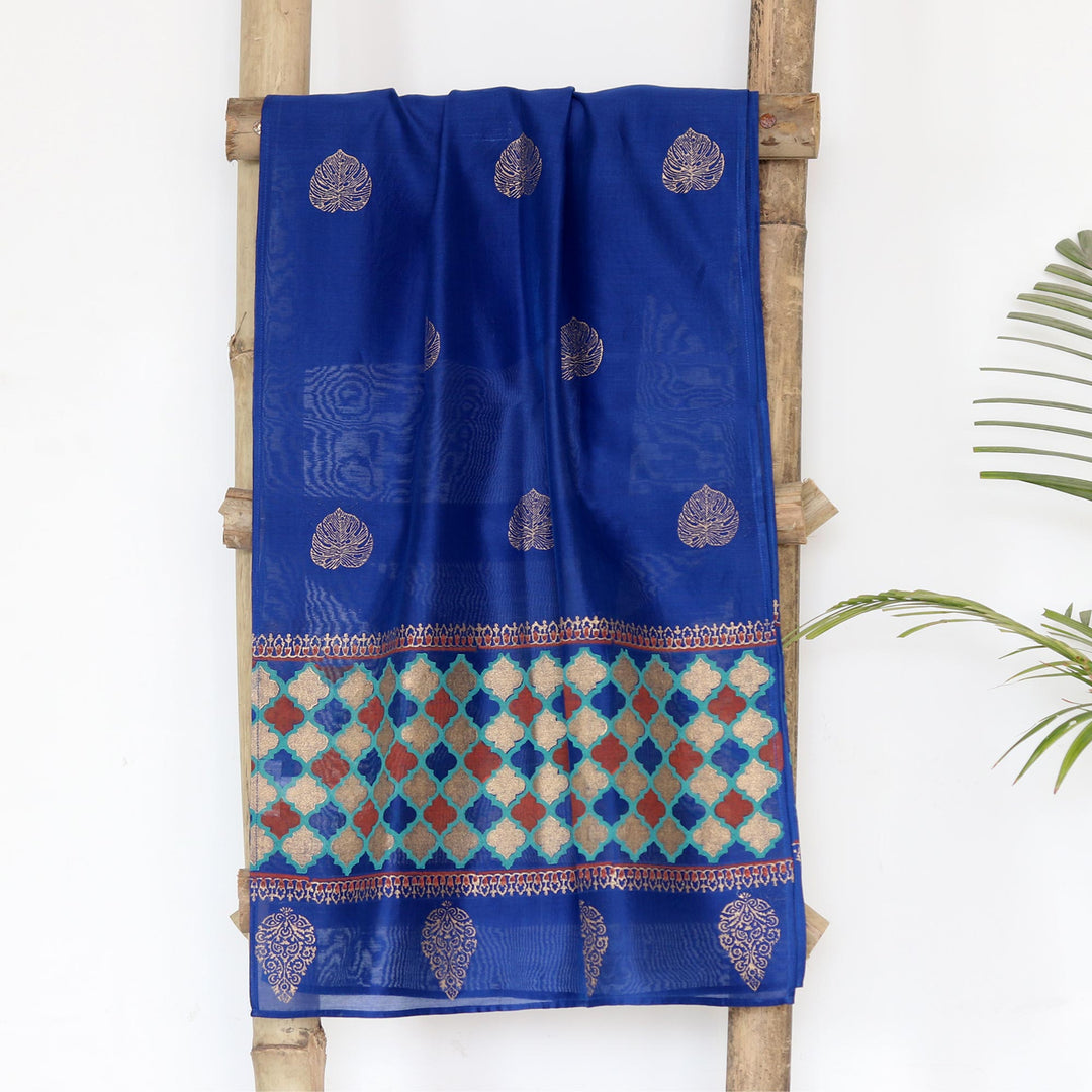 Hand-Woven Chanderi Cotton Blend Shawl - Ancient Poetry