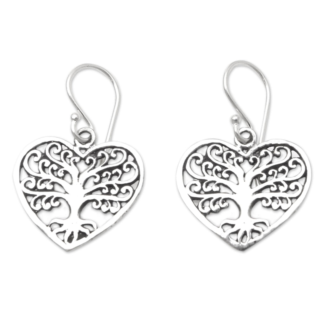 Romantic Sterling Silver Dangle Earrings with Tree Motif - Hanging Branches