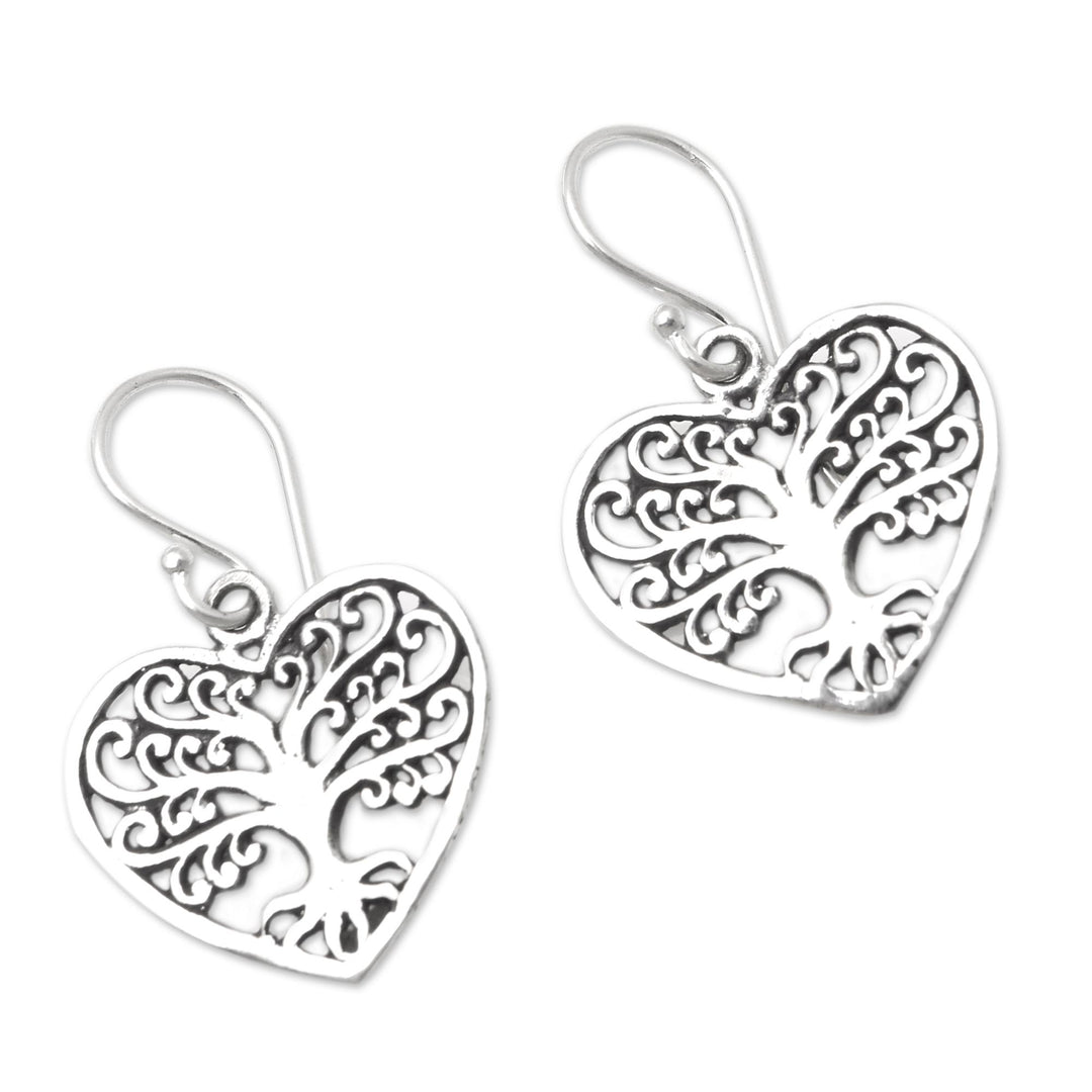 Romantic Sterling Silver Dangle Earrings with Tree Motif - Hanging Branches