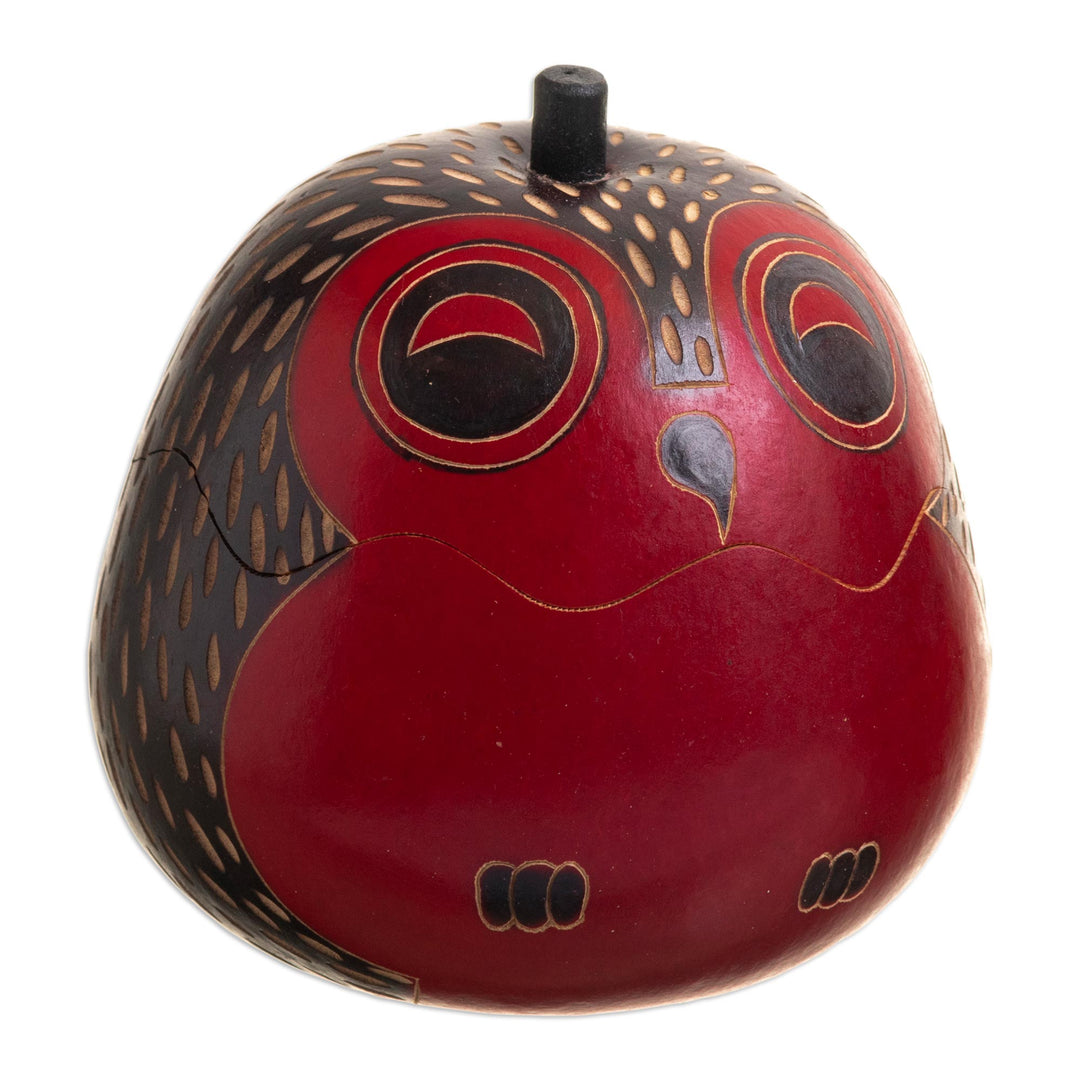 Decorative Owl Figures of Dried Mate Gourds from Peru (Pair) - Singing Owls