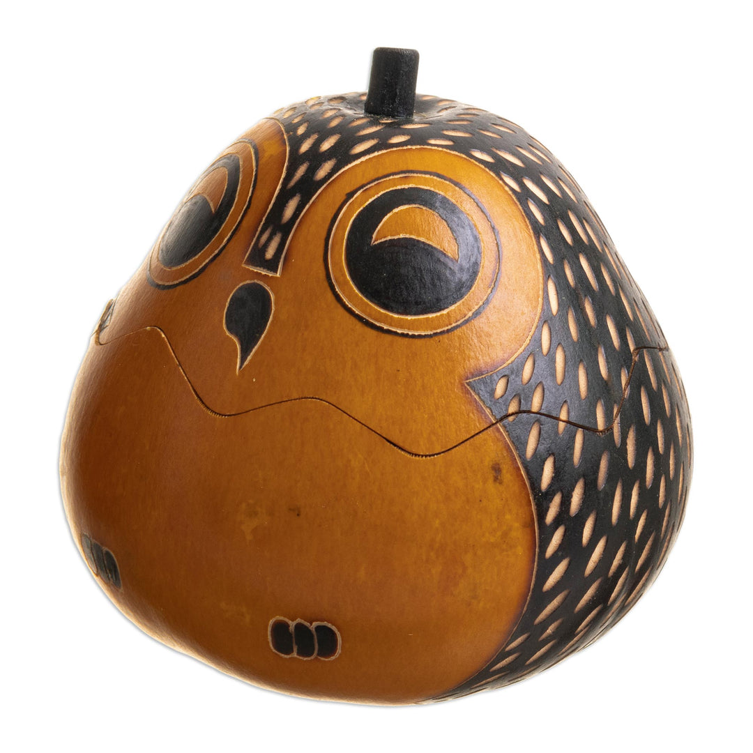 Decorative Owl Figures of Dried Mate Gourds from Peru (Pair) - Singing Owls