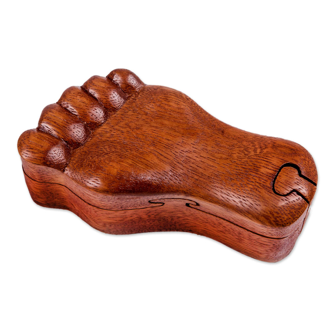 Hand Carved Suar Wood Puzzle Box - Traces of You