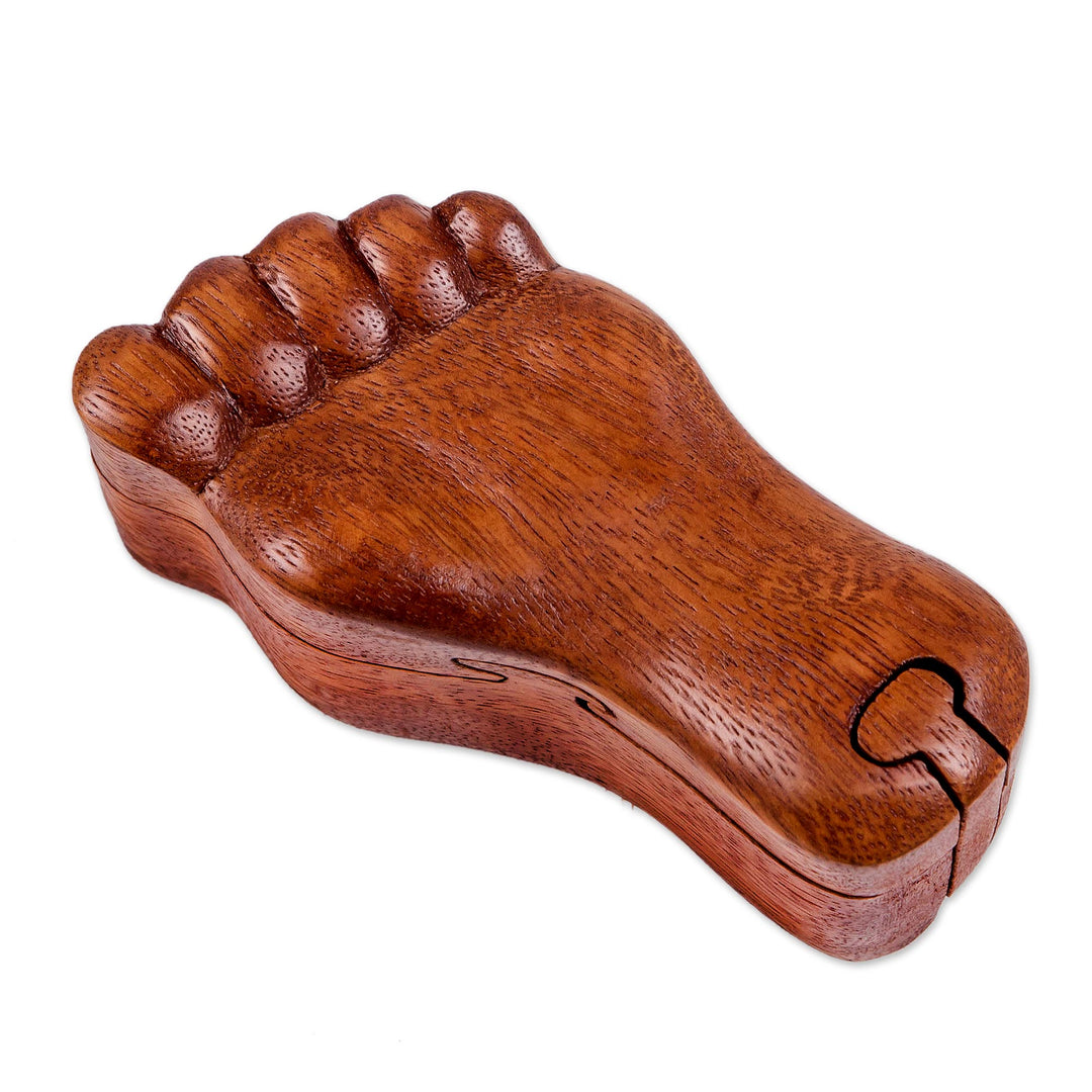 Hand Carved Suar Wood Puzzle Box - Traces of You