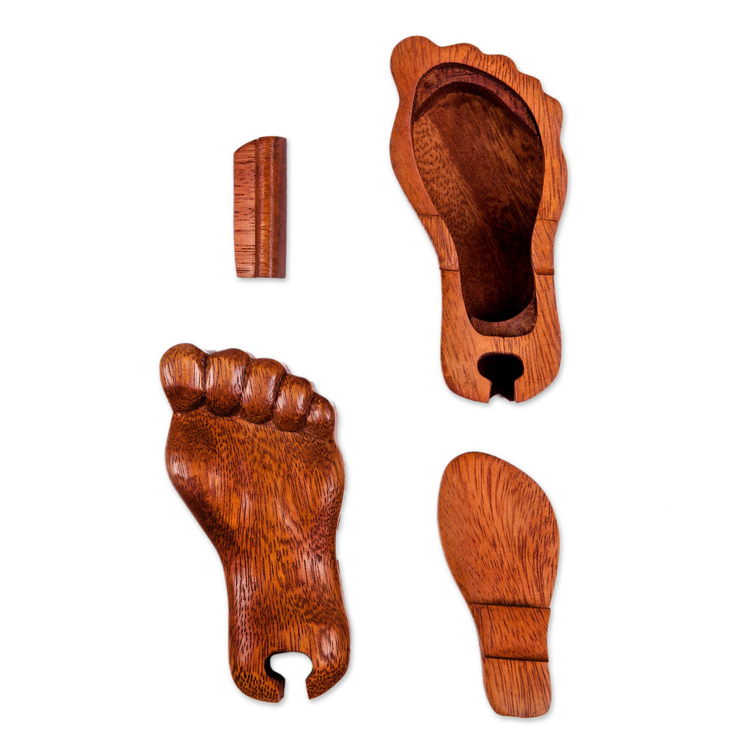 Hand Carved Suar Wood Puzzle Box - Traces of You