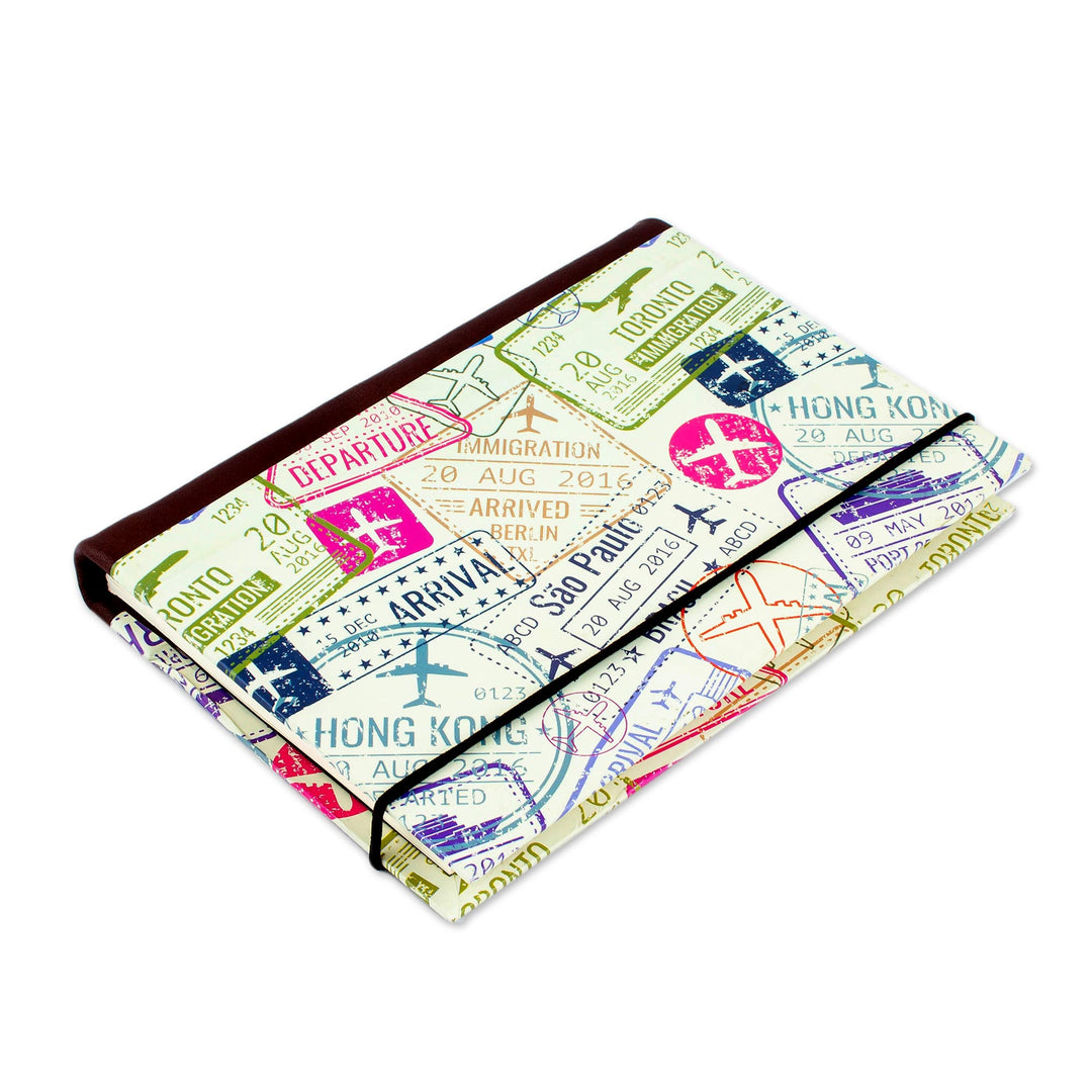 Recycled Paper Handmade Journal with Passport Stamps - Passport Stamps