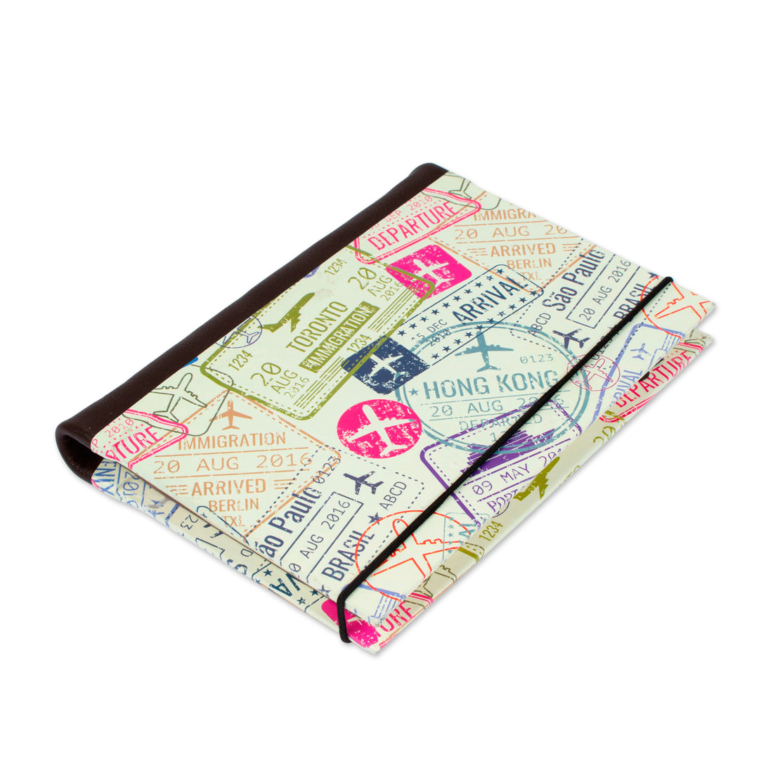Recycled Paper Handmade Journal with Passport Stamps - Passport Stamps