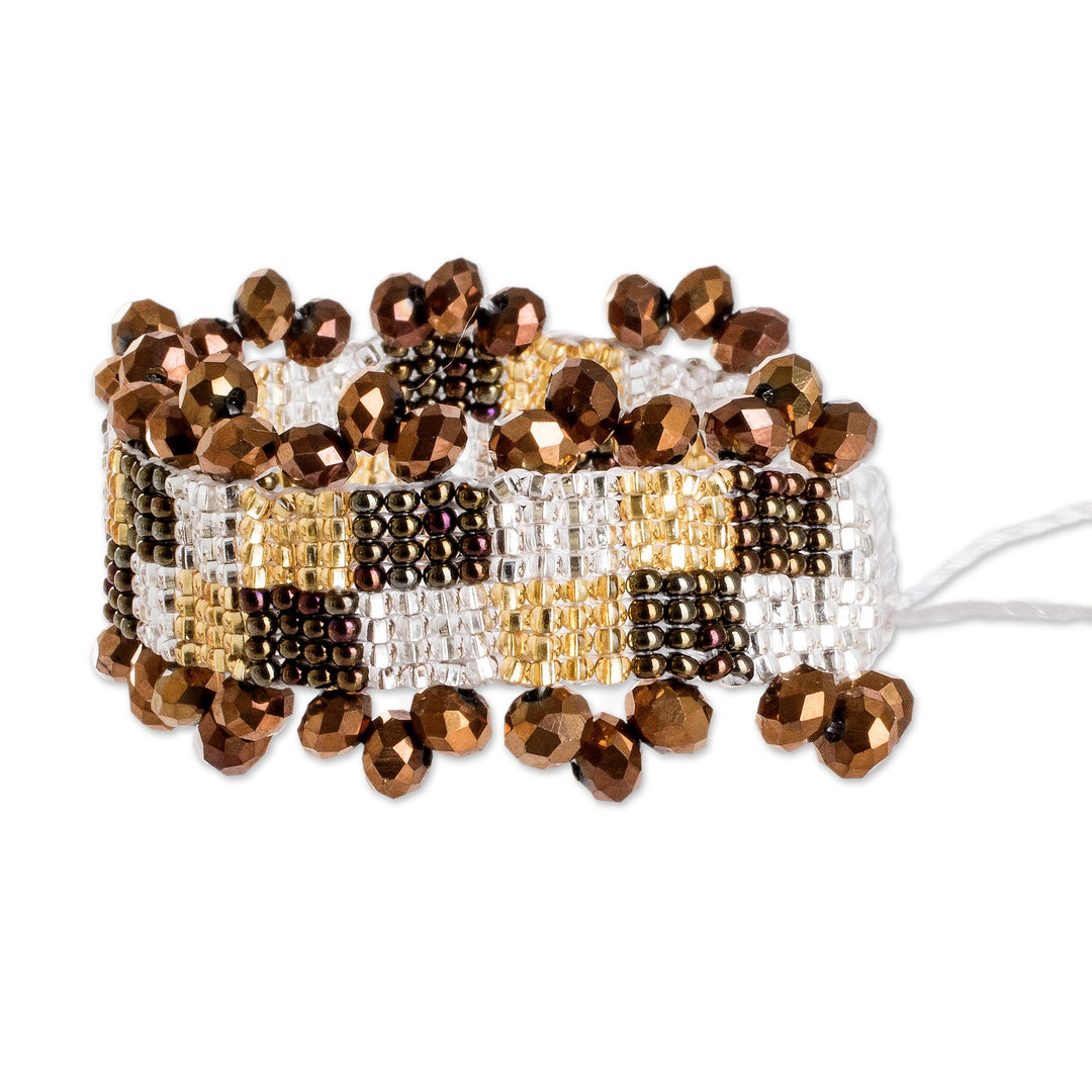 Earth Tone Beaded Wristband Bracelet from Guatemala - El Dorado