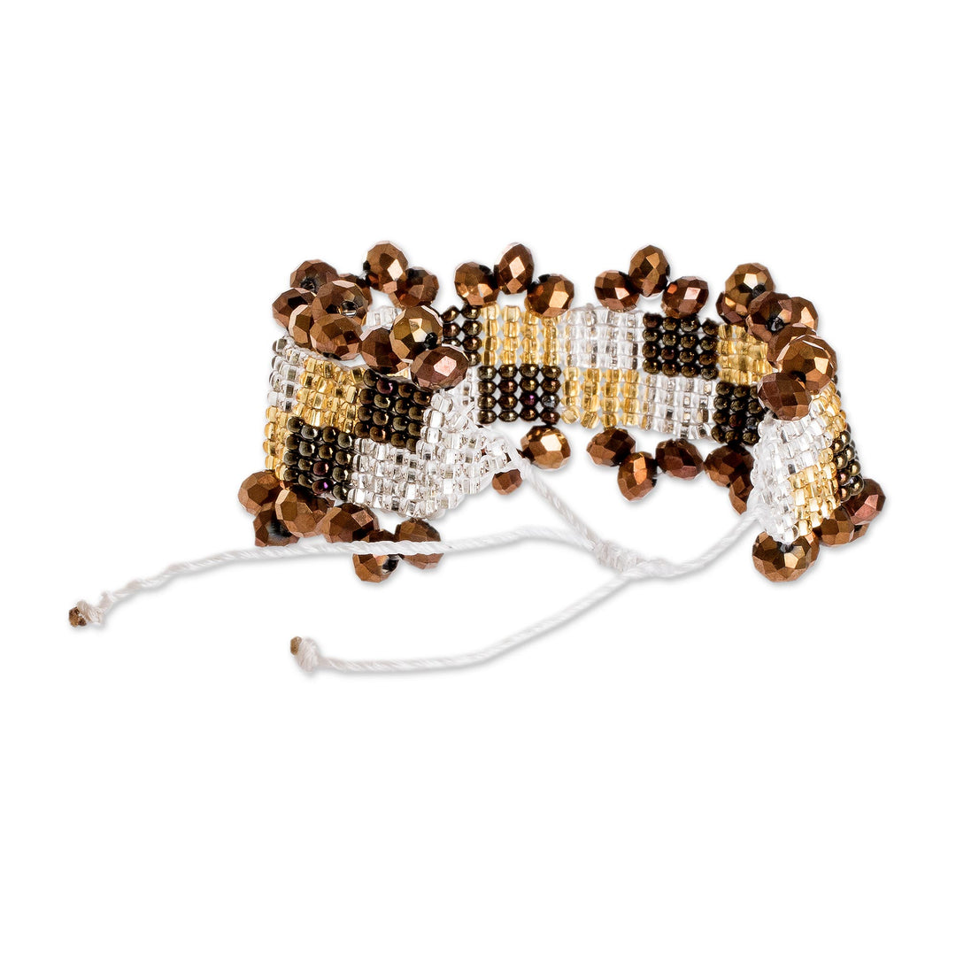 Earth Tone Beaded Wristband Bracelet from Guatemala - El Dorado