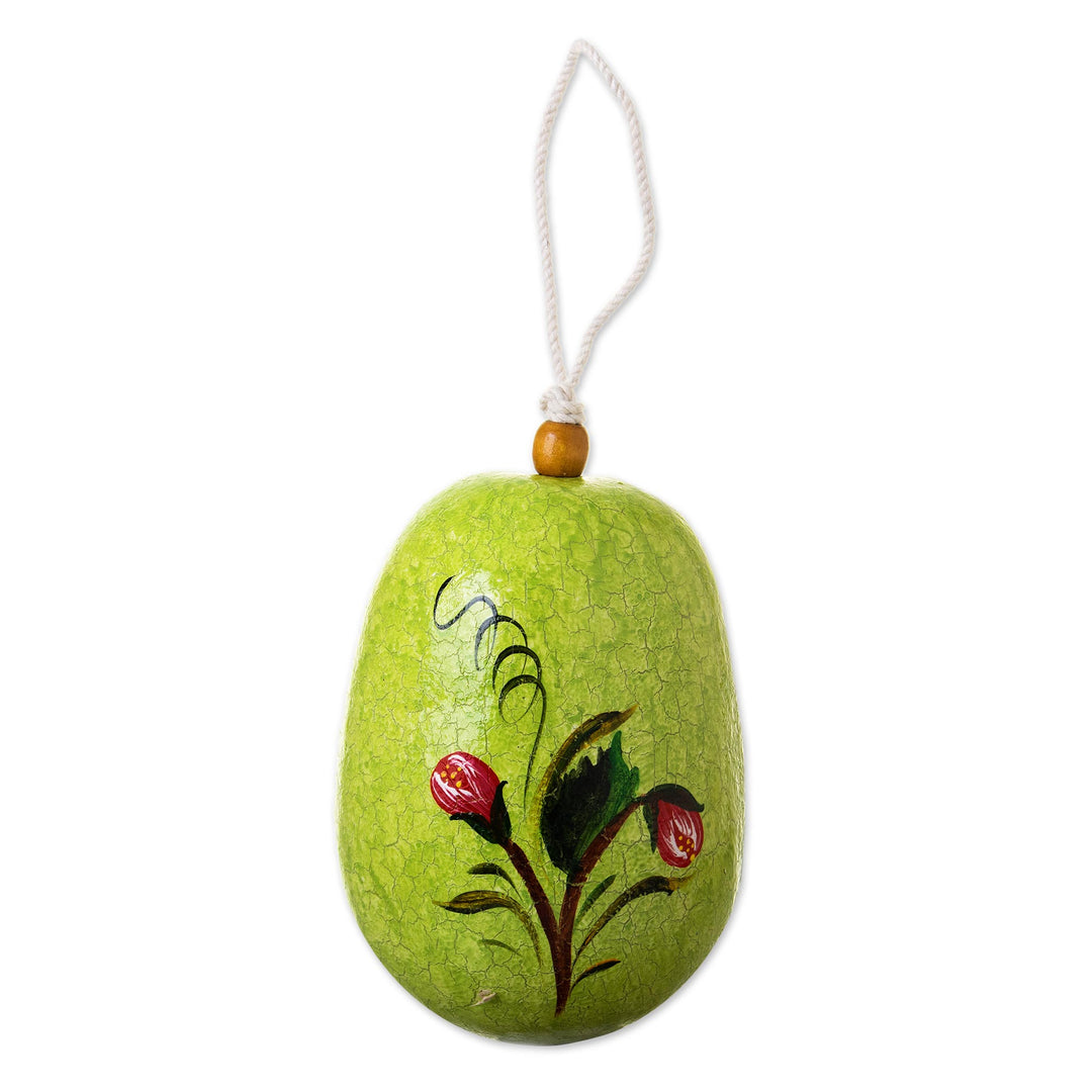 Dried Mate Gourd Green Hand Painted Birdhouse from Peru - Avian Condo
