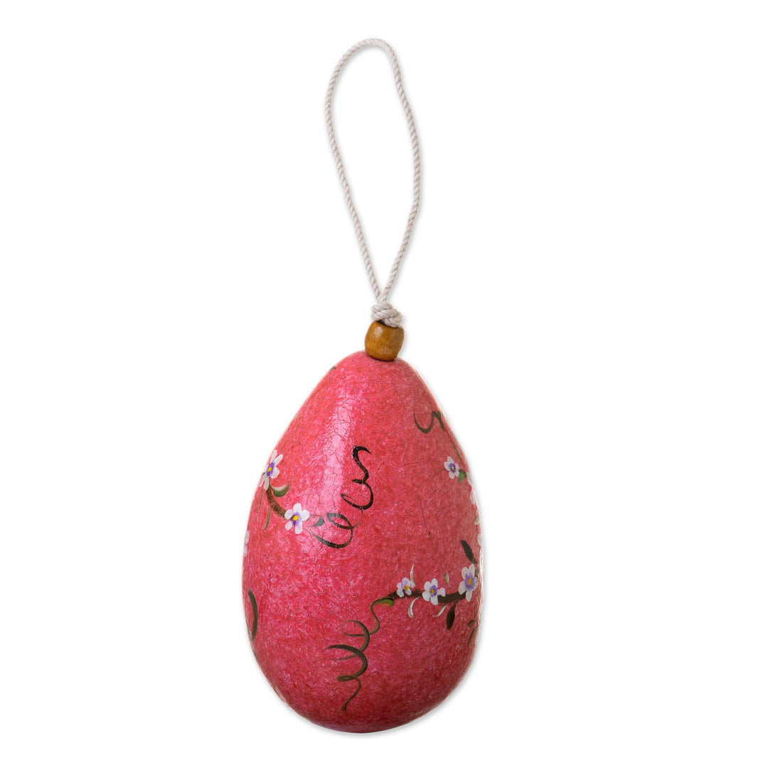 Hand Painted Crackled Red Dried Gourd Birdhouse from Peru - Spring Rose Condo
