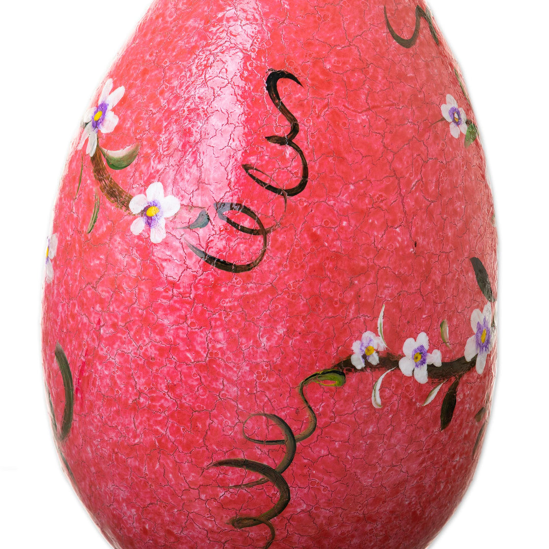 Hand Painted Crackled Red Dried Gourd Birdhouse from Peru - Spring Rose Condo