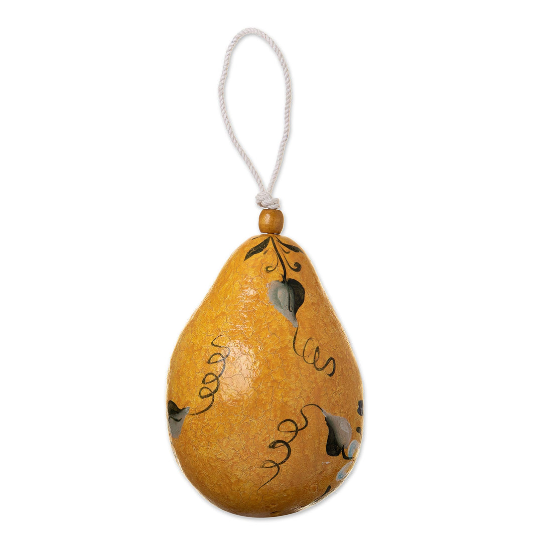 Hand Painted Cut Dried Gourd Birdhouse from Peru - Citrus Condo