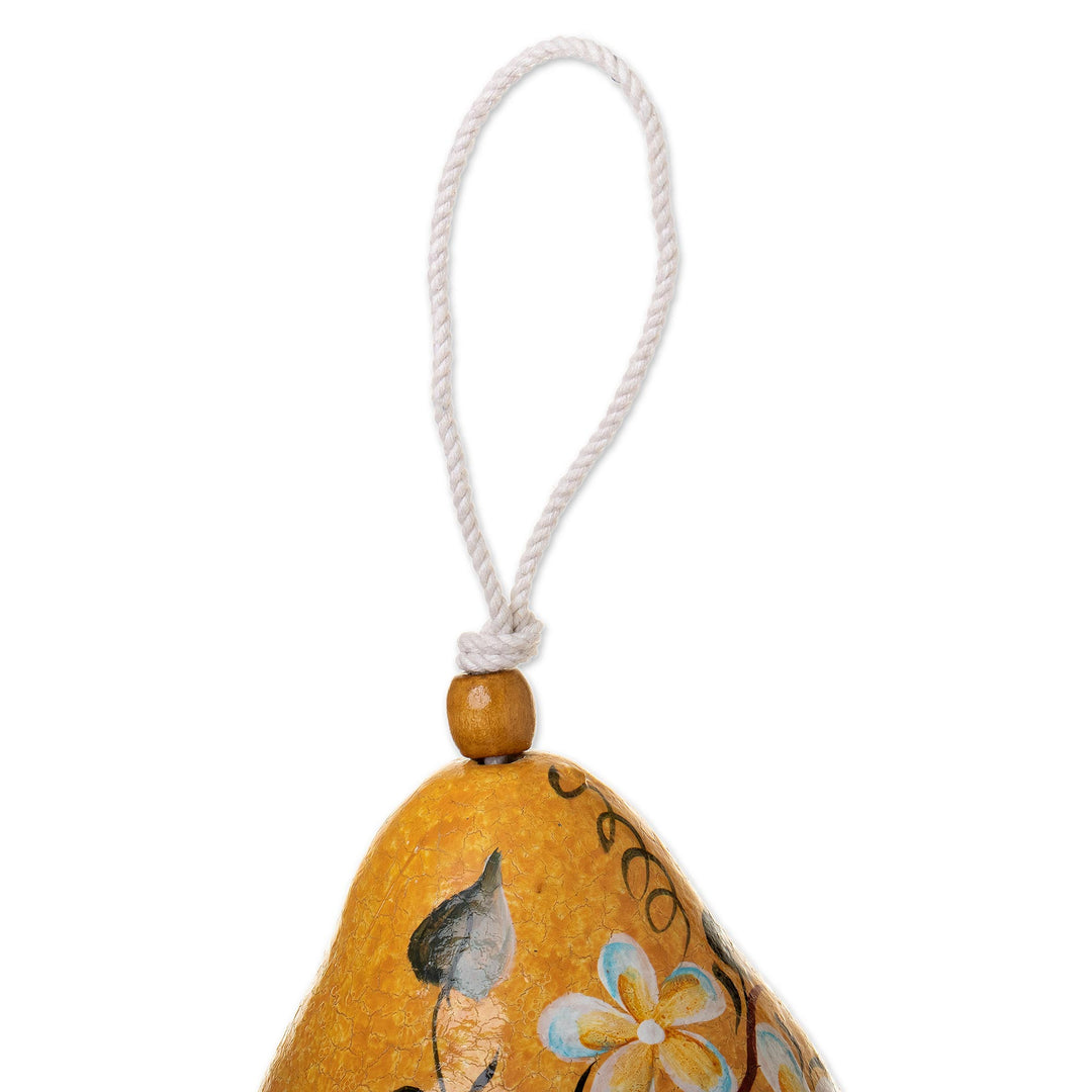 Hand Painted Cut Dried Gourd Birdhouse from Peru - Citrus Condo