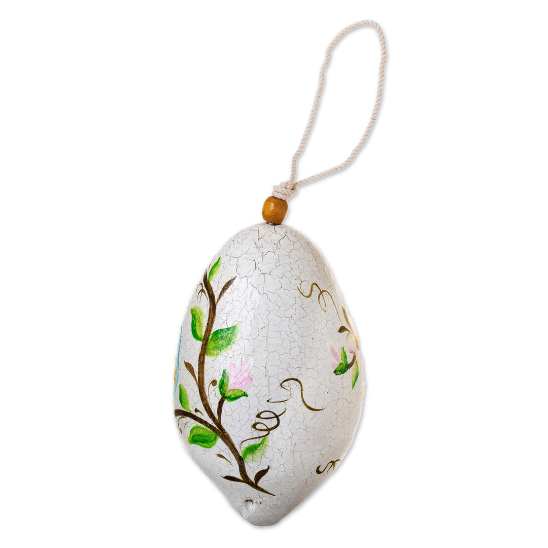 Hand Painted Bluebird Motif Dried Gourd Birdhouse from Peru - Bluebird Haven