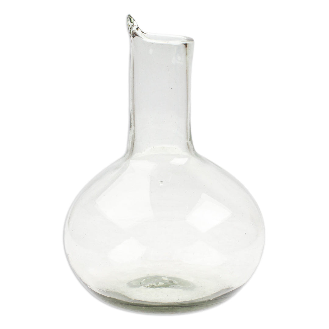 Handblown Recycled Glass Wine Decanter from Mexico - Exquisite Shape