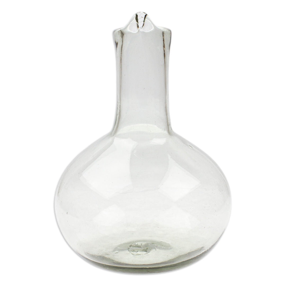 Handblown Recycled Glass Wine Decanter from Mexico - Exquisite Shape