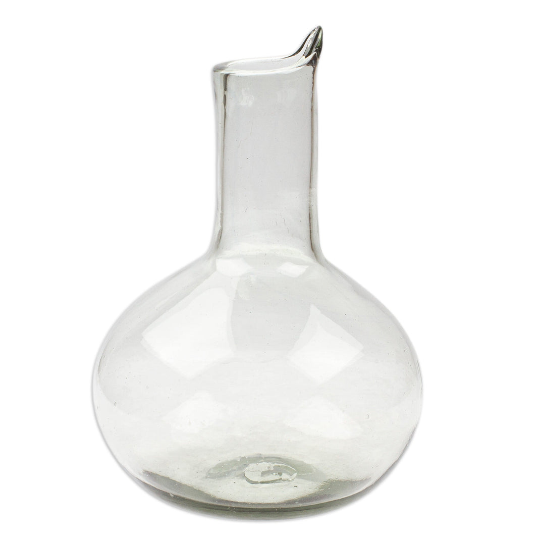 Handblown Recycled Glass Wine Decanter from Mexico - Exquisite Shape