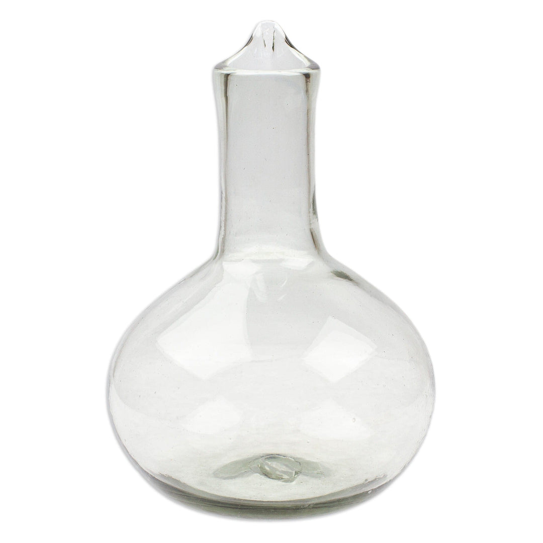 Handblown Recycled Glass Wine Decanter from Mexico - Exquisite Shape