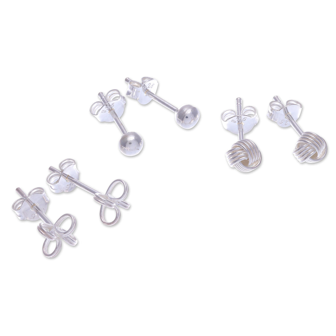 Hand Made Sterling Silver Stud Earrings (Set of 3) - Fantasy Life