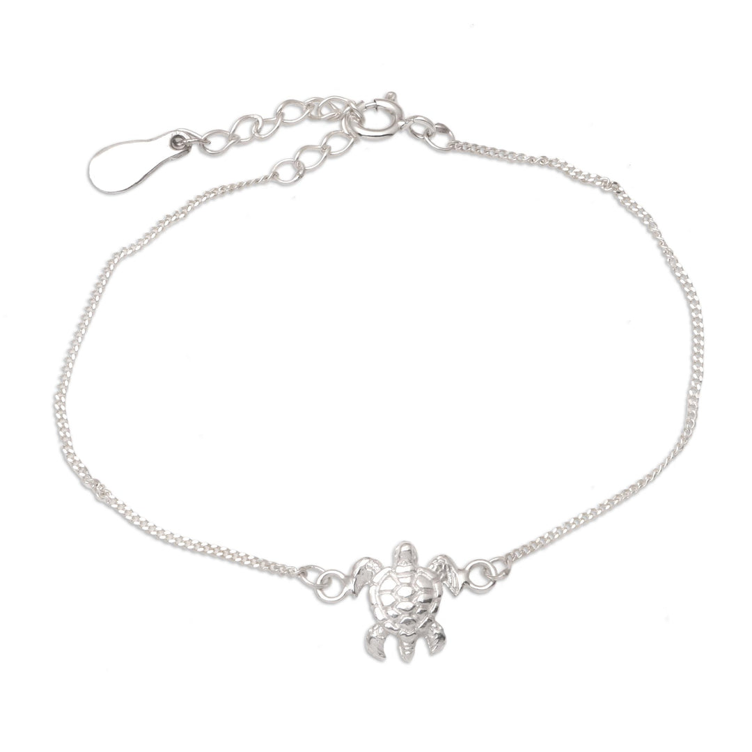 Sterling Silver Pendant Bracelet with Turtle Motif - Turtle Beach