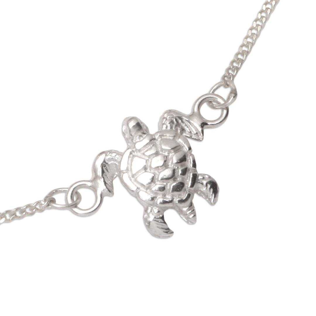 Sterling Silver Pendant Bracelet with Turtle Motif - Turtle Beach