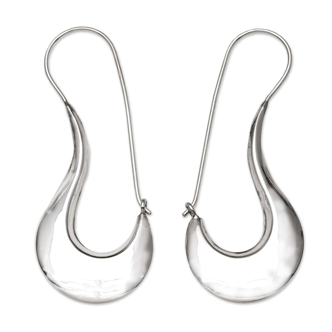 Candy Cane-Inspired Sterling Silver Drop Earrings - Shimmering White Light