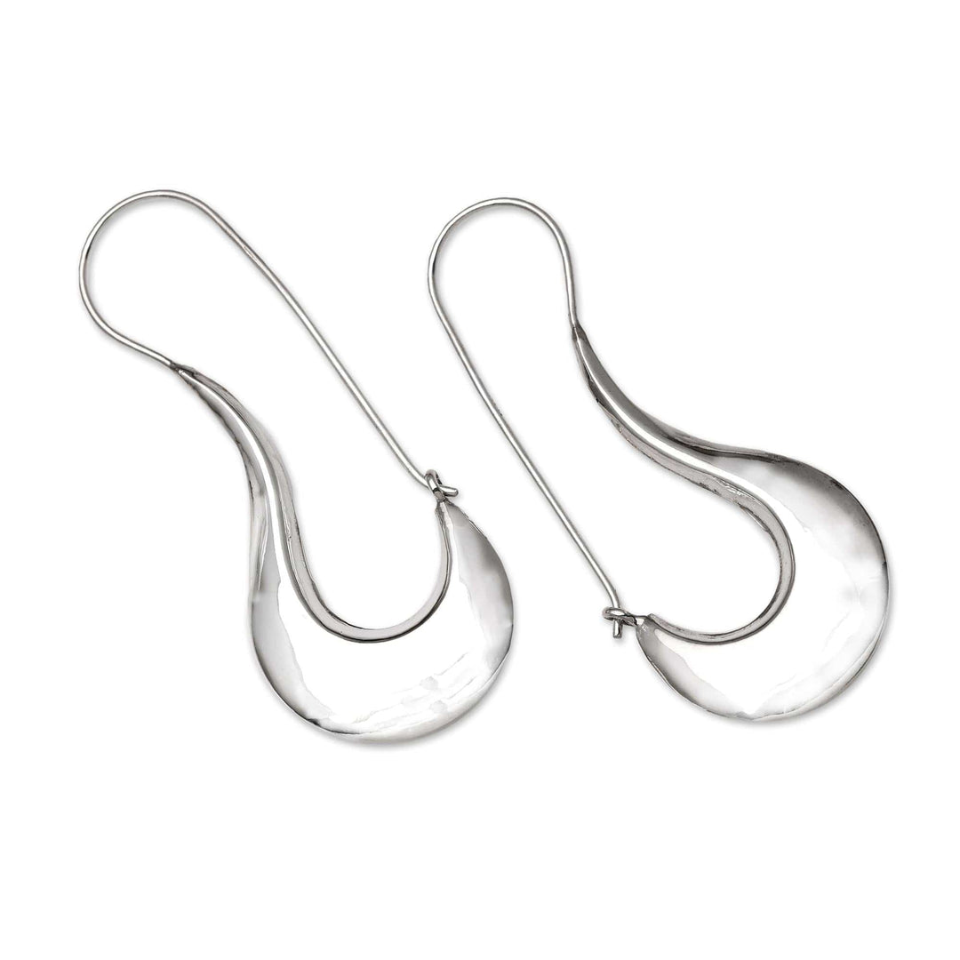 Candy Cane-Inspired Sterling Silver Drop Earrings - Shimmering White Light