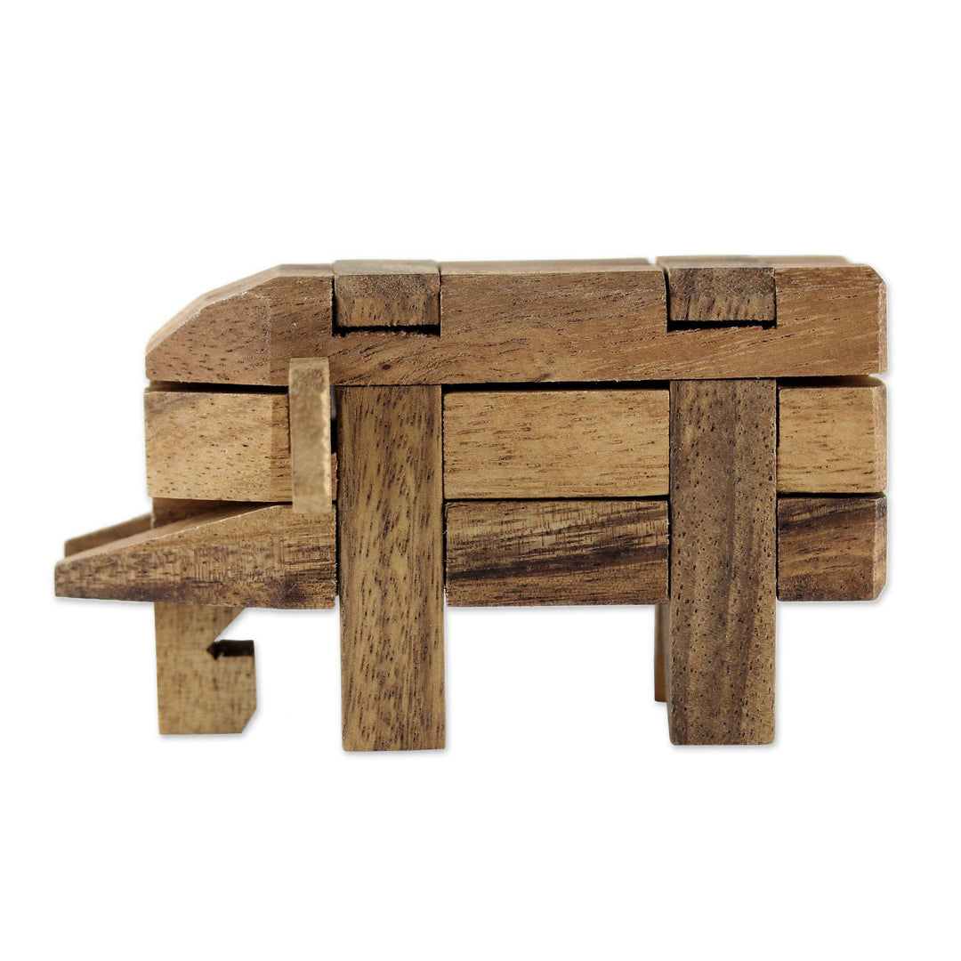 Rain Tree Wood Elephant Puzzle from Thailand - Elephant Puzzle
