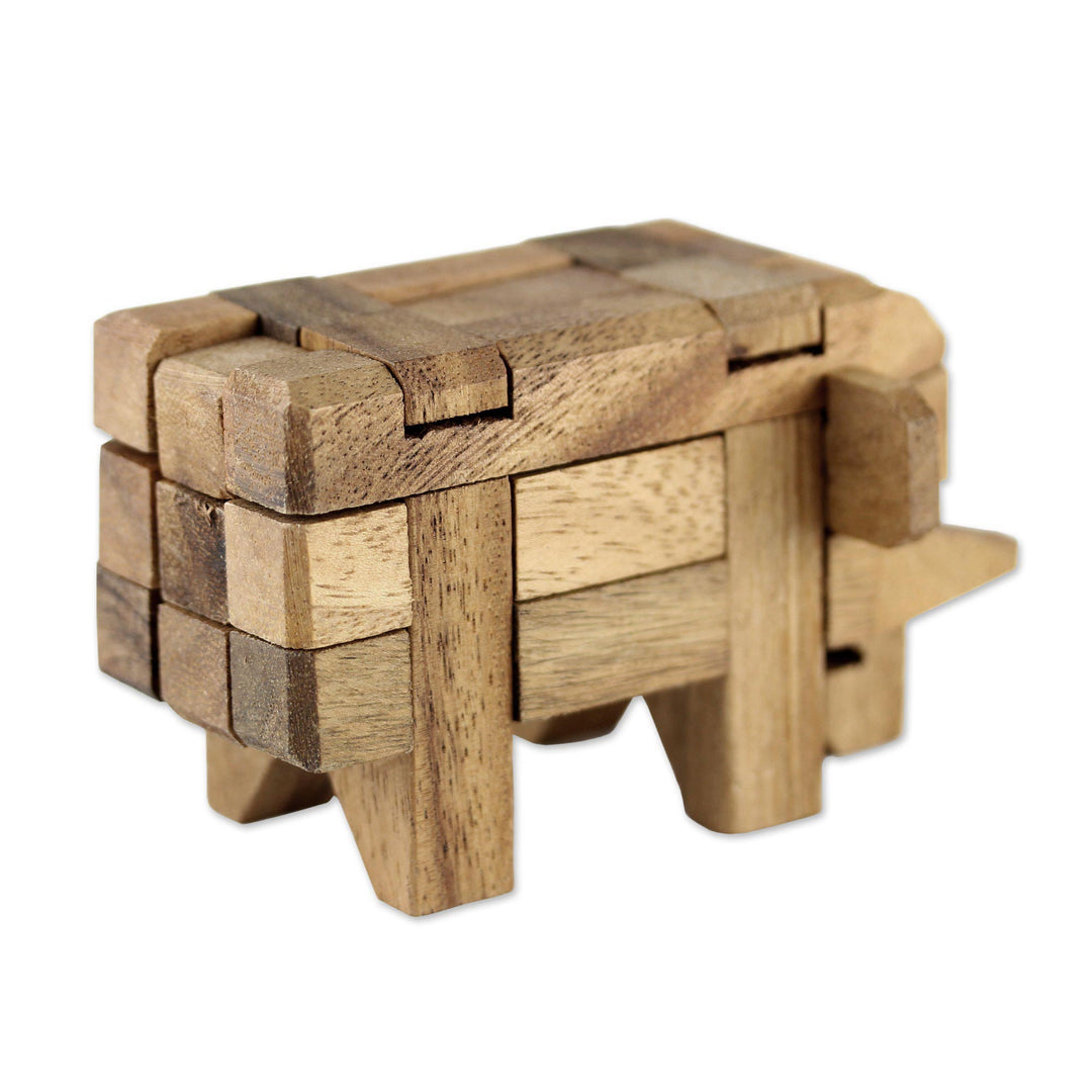 Rain Tree Wood Elephant Puzzle from Thailand - Elephant Puzzle
