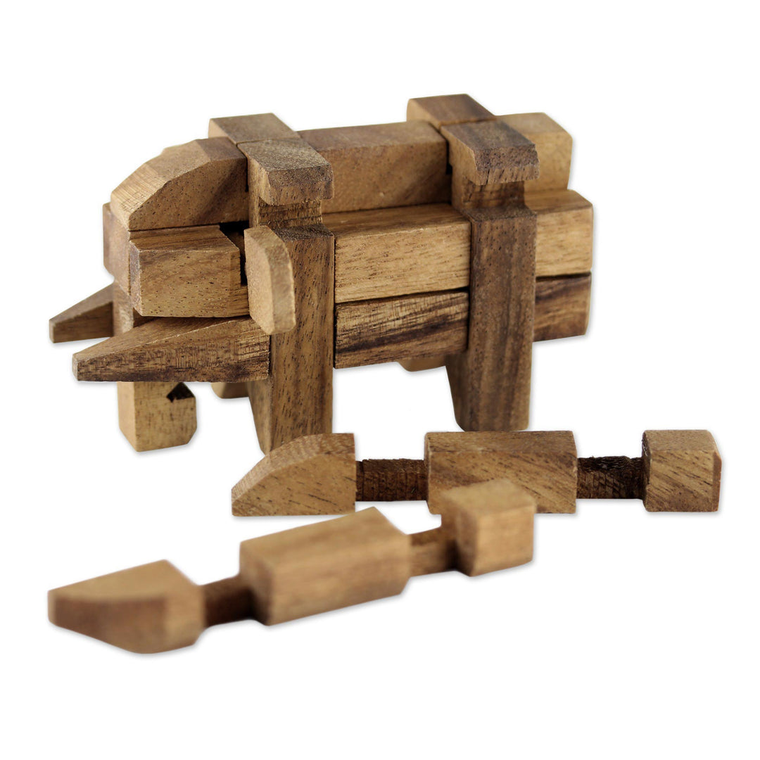 Rain Tree Wood Elephant Puzzle from Thailand - Elephant Puzzle