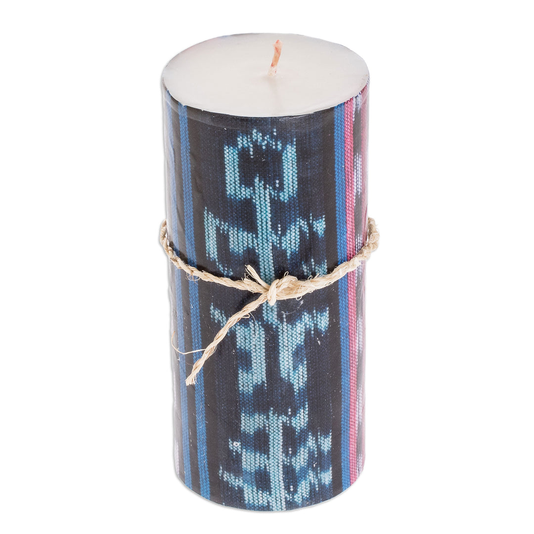 Handmade Pillar Candle with Mayan Motifs from Guatemala - Maya Mystic