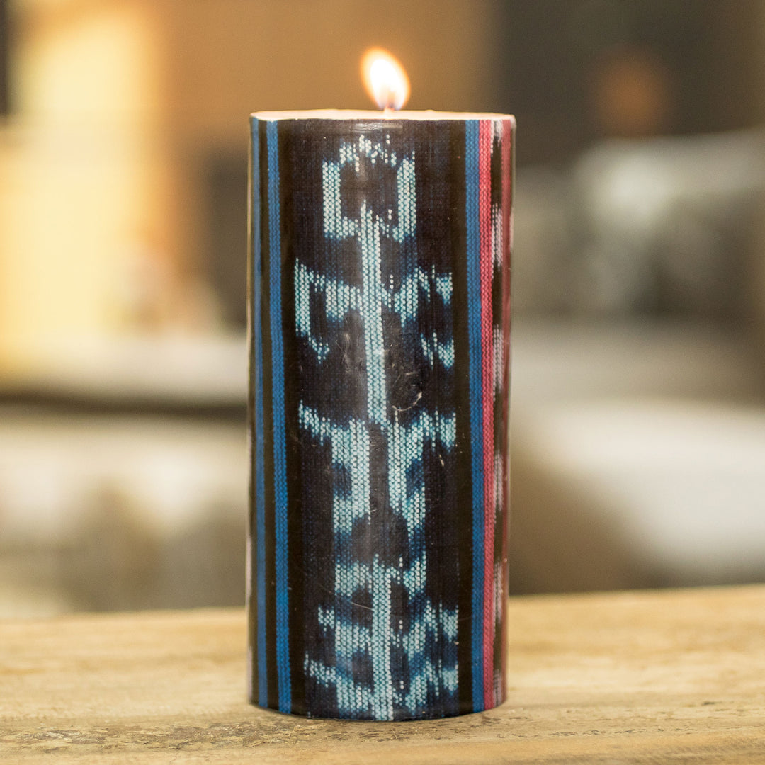 Handmade Pillar Candle with Mayan Motifs from Guatemala - Maya Mystic