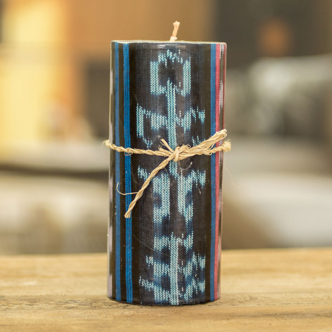 Handmade Pillar Candle with Mayan Motifs from Guatemala - Maya Mystic