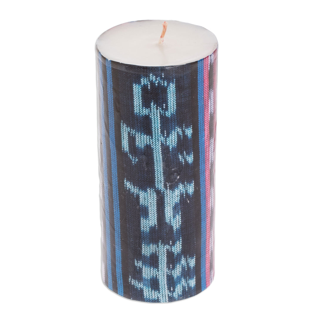 Handmade Pillar Candle with Mayan Motifs from Guatemala - Maya Mystic