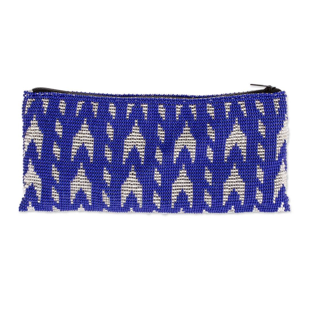 Blue Beaded Cosmetic Case - Panabaj Blues